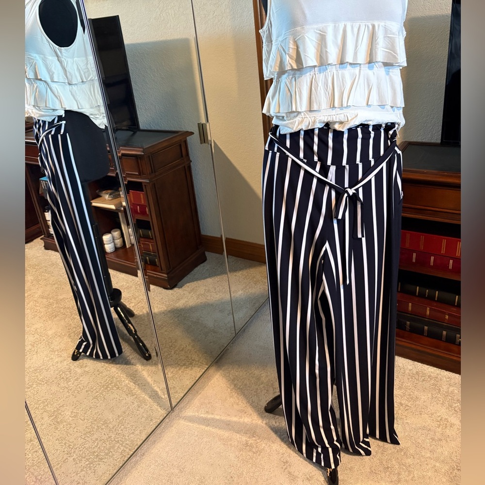 Joseph Ribkoff Black and White Wide Leg Pants